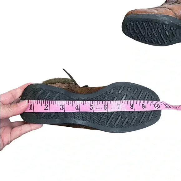 Naturalizer Brown Leather Lace Up Faux Fur Trim Wedge Heel Boots Women’s size 8W - Picture 15 of 16